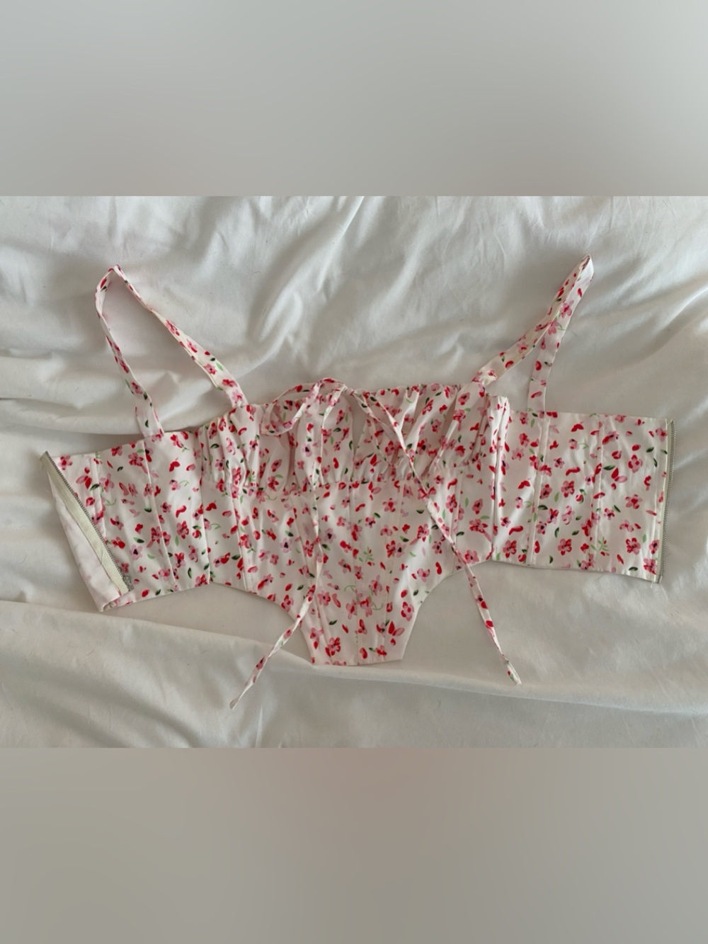 Blossom floral zip up corset fitting top